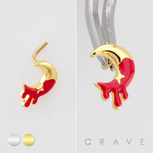CZ BLOODY MOON BLEEEDING 316L SURGICAL STEEL L-SHAPE NOSE RING